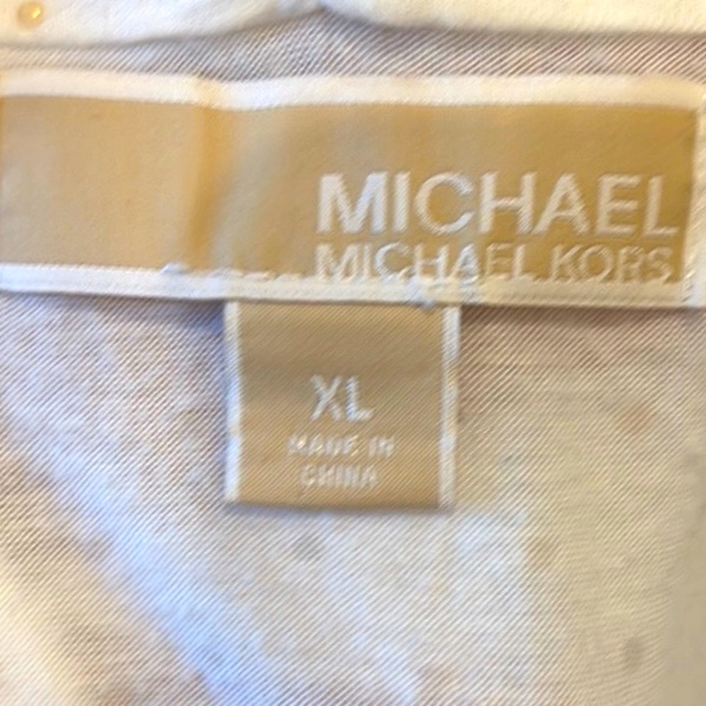 Michael Kors White Pearl Dot Cowl Neck Sleeveless Blouse XL Chic Elegant Designe - Picture 4 of 11